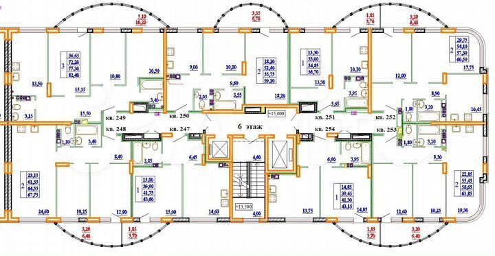 2-к. квартира, 59,1 м², 6/11 эт.