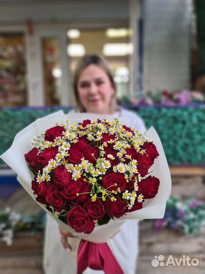 Букет роз ромашки букет ромашек