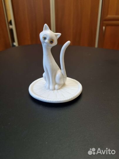 Статуэтка Кошка для хранения колец фарфор