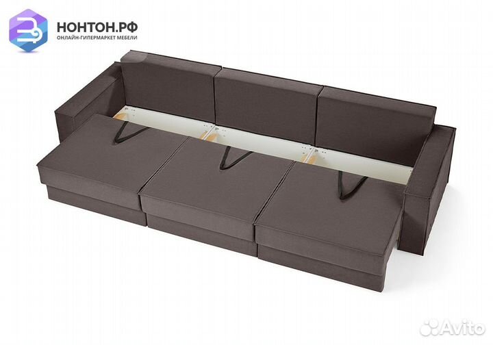 Диван еврокнижка трехместный Тревис коричневый