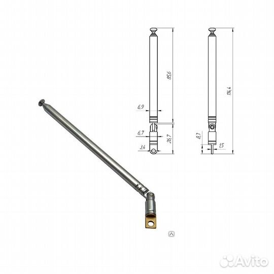 Телескопическая антенна AST-7 D7mm S7 100-400mm