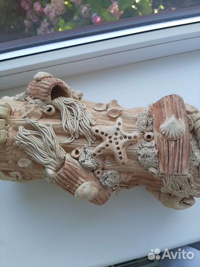 Керамическое полено для аквариума