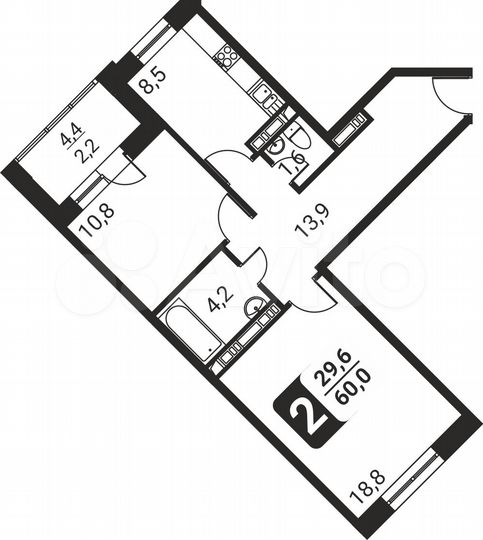 2-к. квартира, 60 м², 17/17 эт.