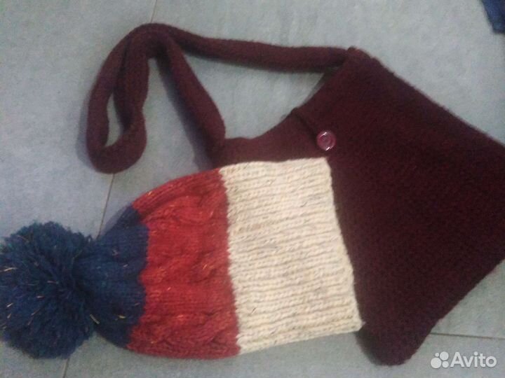 Женская сумка и шапка вязаные