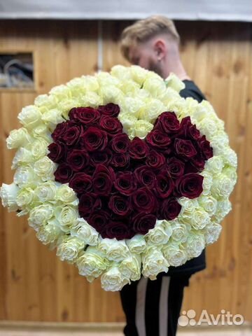 101 роза сердце Эквадор и Голландия