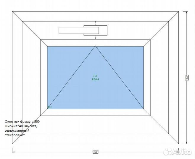 Окно пвх фрамуга 500*400, однокамерное