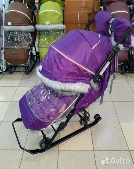 Санки коляска с колесами