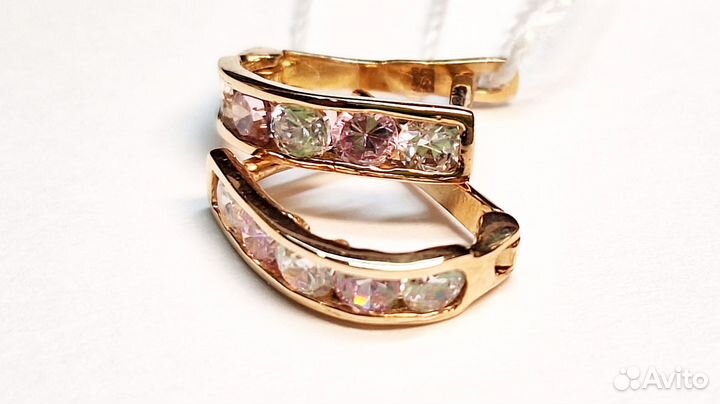 Золотые серьги с фианитом