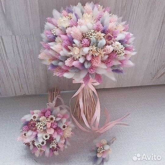 Свадебный букет, букет из сухоцветов