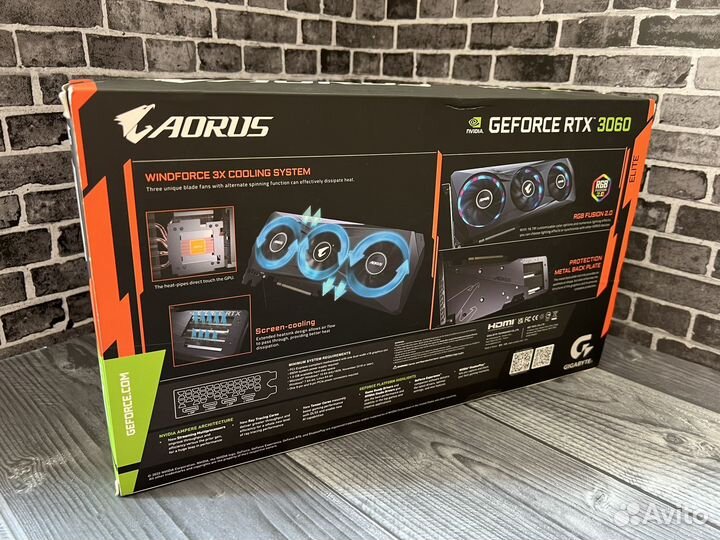 Новая) Gigabyte aorus GeForce RTX 3060 elite 12G