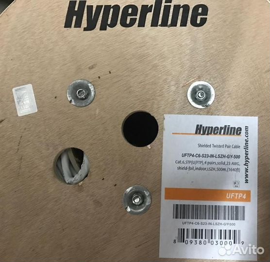 Кабель категории 6, uтр 4 пары, 500м, Hyperline