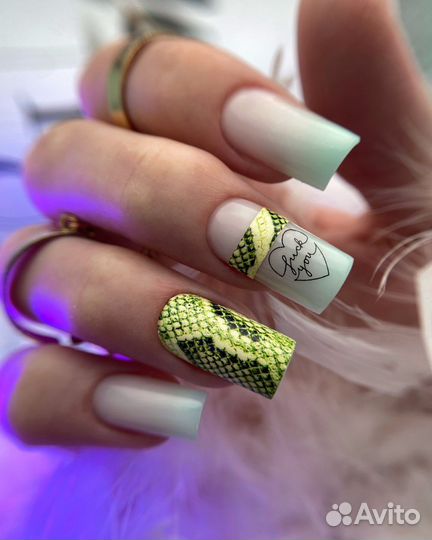 Маникюр, укрепление гелем, покрытие + дизайн