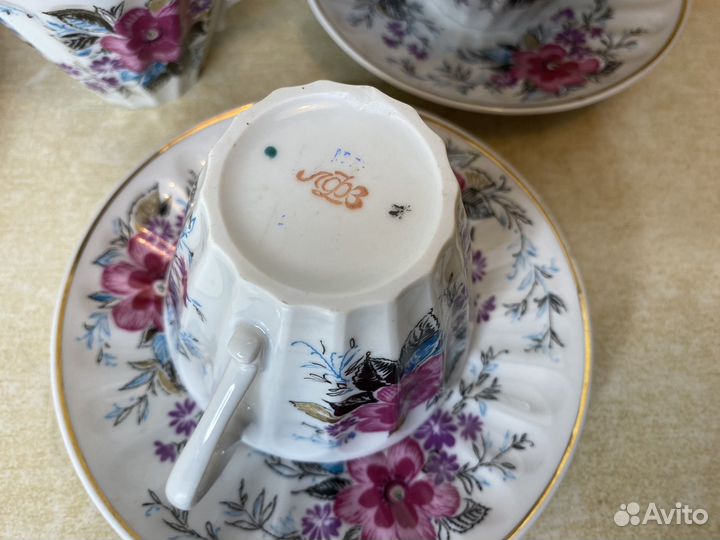 Кофейная чайная пара костяной фарфор лфз