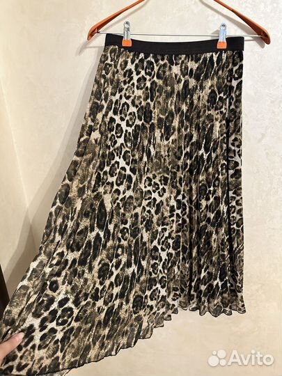 Юбка плиссе миди леопард primark