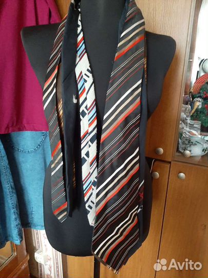 Галстук мужской зеленый,коричневый,полоска