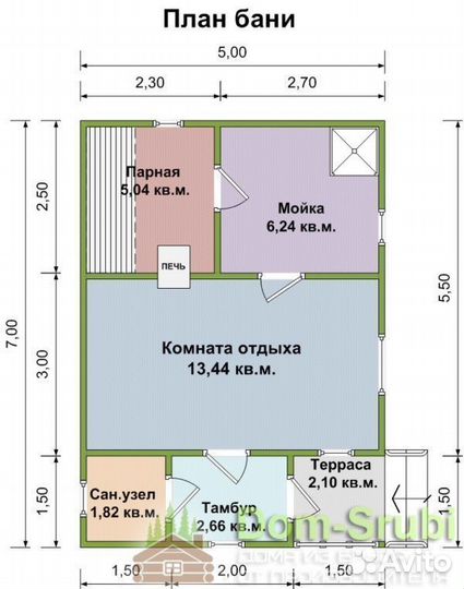 Карабаново-Хорошая надёжная Баня из бруса Б-20 5х7