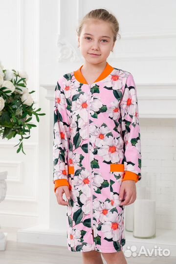 Халат подростковый из иконвелюра Аманда сиреневый