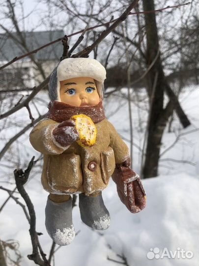 Ватная, елочная игрушка