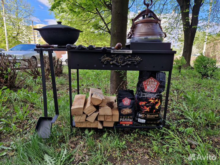 Мангал, шампура, уголь, решетка гриль, барбекю