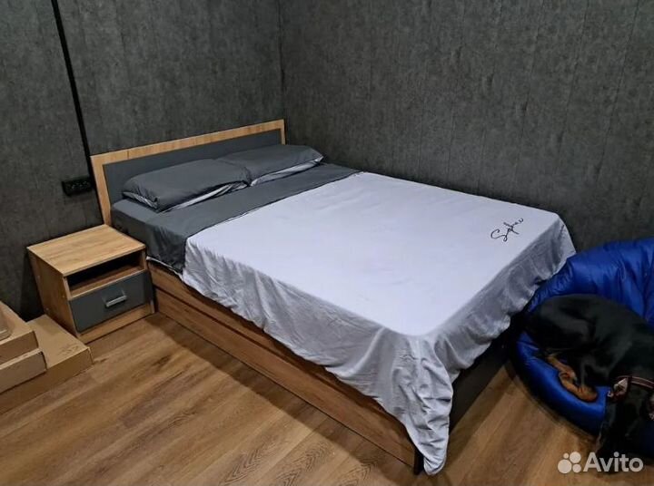 Мартина Кровать1,6м (Графит, Дуб крафт) с матрасом