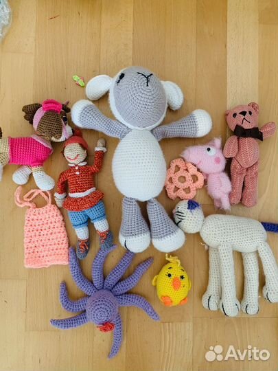 Игрушки супергерои мягкие вязаные животные куклы