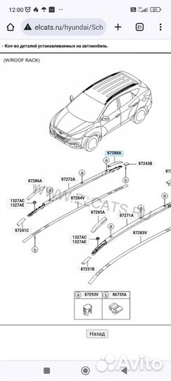 Накладка рейлинга крыши задняя правая Hyundai ix35