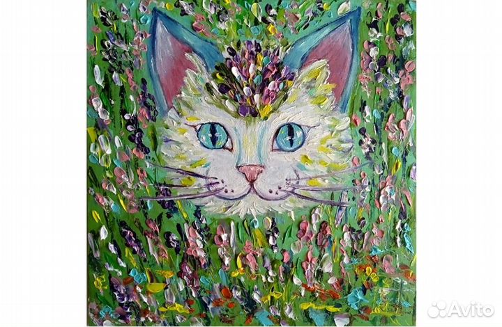Картина маслом Яркий кот в детскую