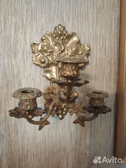 Бронзовый подсвечники и вазочки
