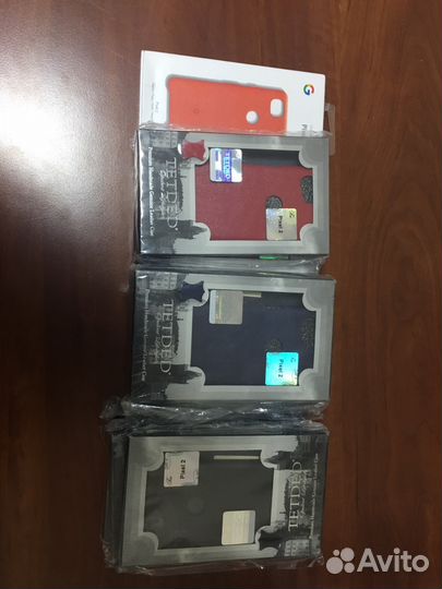 Чехол новый pixel 2 кожа чёрный синий красный