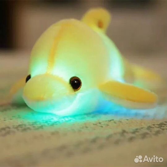 Подушка-ночник, светящаяся мягкая игрушка дельфин