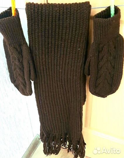 Шарф мужской и варежки шерсть