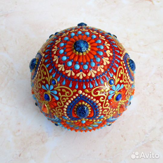 Расписной камень для украшения интерьера, мандала