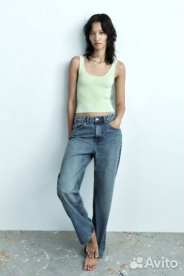 Мятный топ в рубчик Zara