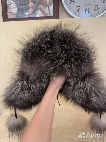 Шапка ушанка из чернобурки