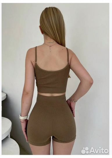 Комплект белья с шортами в рубчик 40-44