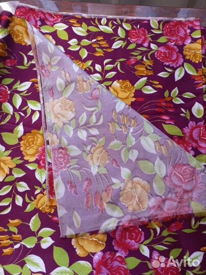 Ткань натуральная атлас СССР цветы