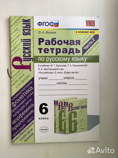 Рабочая тетрадь по русскому 6 кл