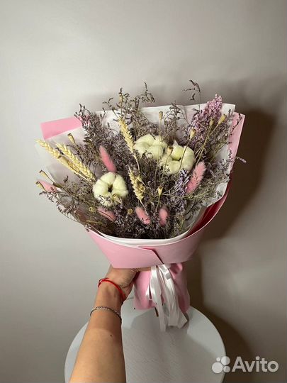 Букет с натуральным хлопком