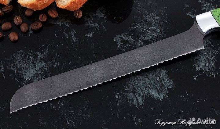 Поварской нож № 15 сталь Х12мф акрил зеленый