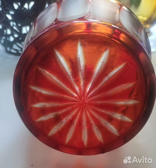 Ваза хрусталь рубиновое цветное стекло 70-е