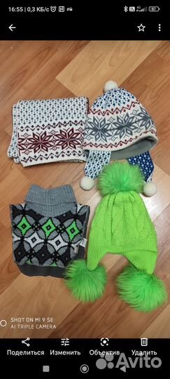 Шапка и шарф детская зимняя