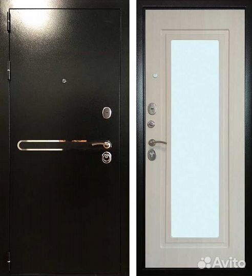 Дверь входная Союз Стиль 3K Зеркало Белёный дуб