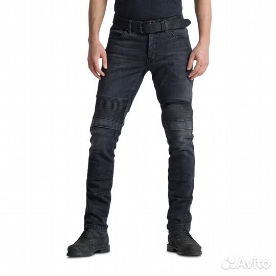 Motorradjeans Pando Moto Karl Devil 9 Schwarz Washed Черный