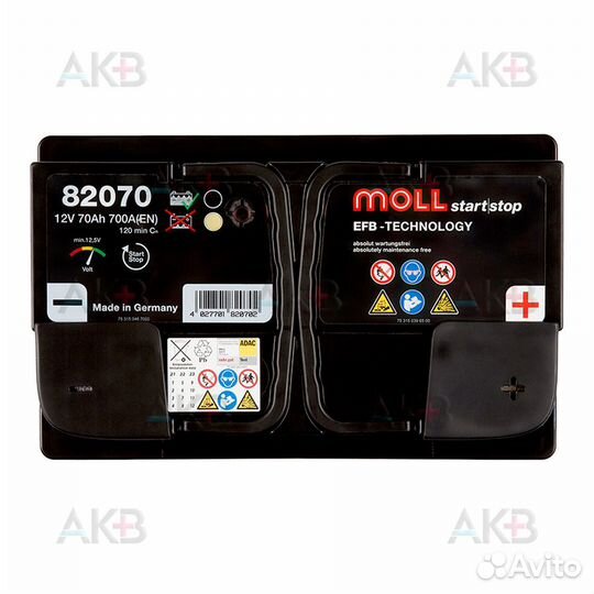 Аккумулятор автомобильный Moll EFB 70R Start-Stop