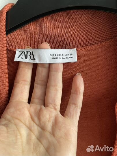 Платье zara s-m кирпичное