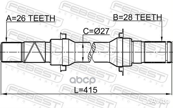 Полуось правая 26x415x28 mazda 3 BK 2003-2006 EU