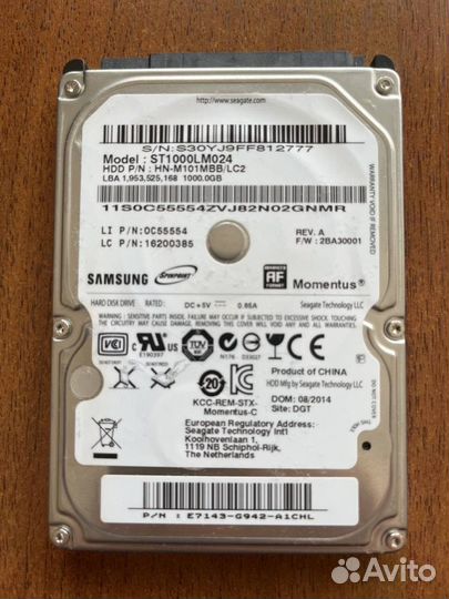 1 тб HDD Seagate/Samsung Momentus st1000lm024