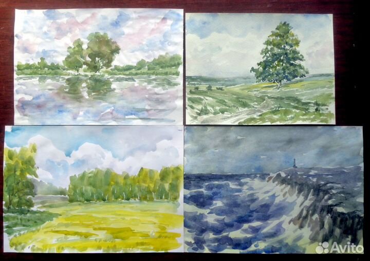 Пейзажи акварели