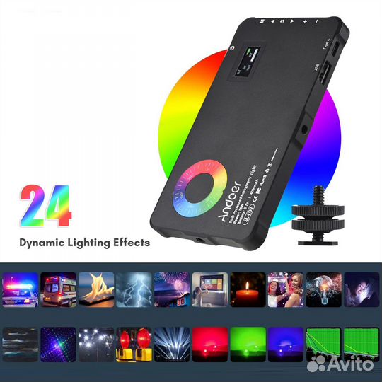 Видео свет Andoer LED RGB, 10w, 4000mah