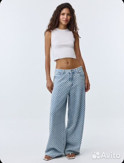 Джинсы wide LEG С перфорацией